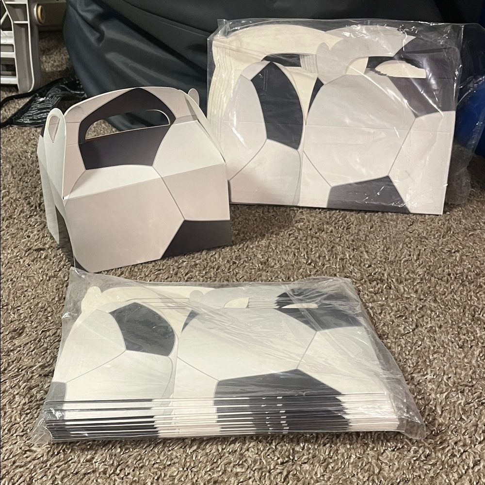Soccer Ball Favor Boxes - Black and White Party Treat Boxes